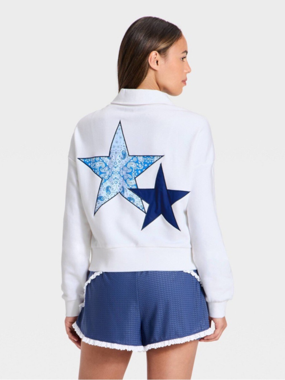 NWT Women’s JoyLab Star Polo Quarter-Zip Pullover Sweatshirt American Sz M